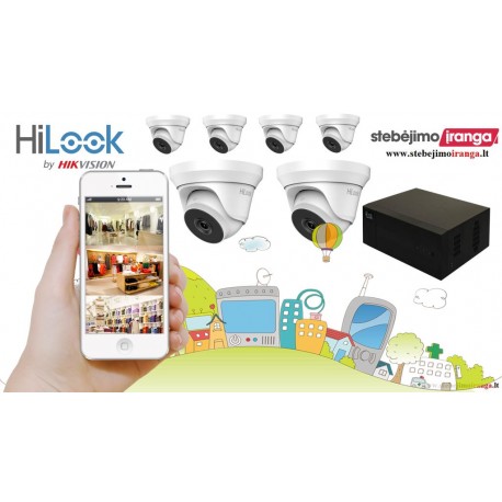 6 lauko/vidaus kamerų sistema 2MP