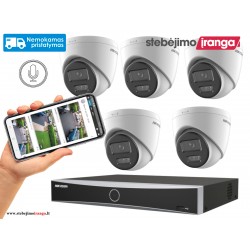 5 lauko/vidaus kamerų sistema 6MP