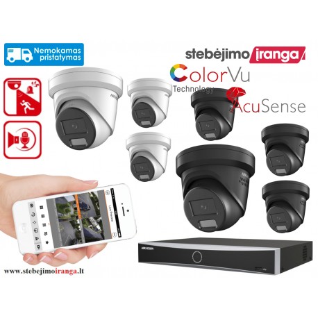 7 lauko/vidaus kamerų sistema 4MP (JUODOS arba BALTOS)