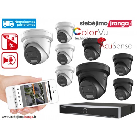 8 lauko/vidaus kamerų sistema 4MP (JUODOS arba BALTOS)
