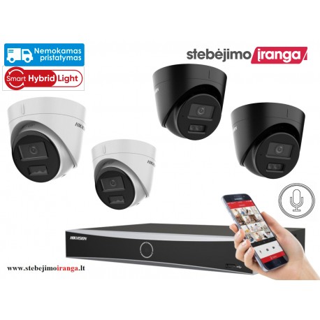 4 lauko/vidaus kamerų sistema 4MP (JUODOS arba BALTOS)