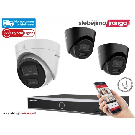 3 lauko/vidaus kamerų sistema 4MP (JUODOS arba BALTOS)