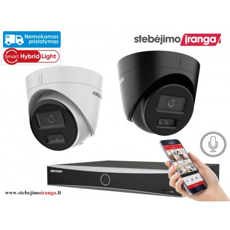 1 lauko/vidaus kameros sistema 4MP (JUODA arba BALTA)