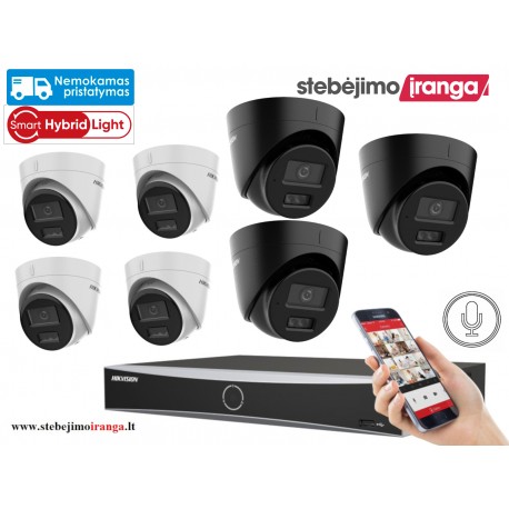 7 lauko/vidaus kamerų sistema 4MP (JUODOS arba BALTOS)