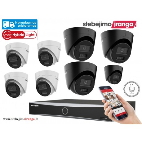 8 lauko/vidaus kamerų sistema 4MP (JUODOS arba BALTOS)