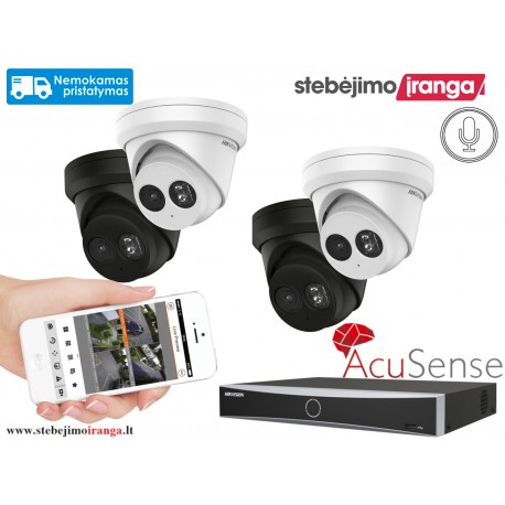 4 lauko/vidaus kamerų sistema 8MP (JUODOS arba BALTOS)