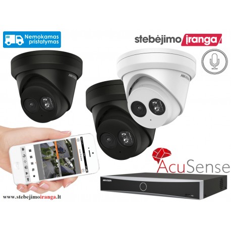 3 lauko/vidaus kamerų sistema 8MP (JUODOS arba BALTOS)