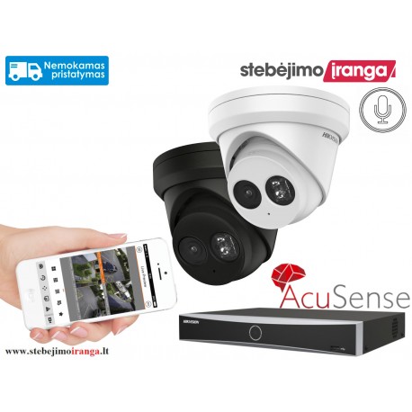 1 lauko/vidaus kameros sistema 8MP (JUODA arba BALTA)