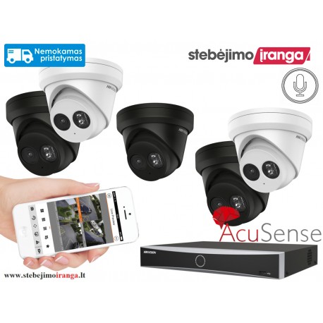 5 lauko/vidaus kamerų sistema 8MP (JUODOS arba BALTOS)