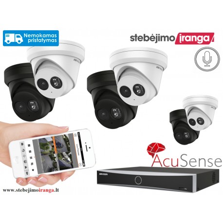 6 lauko/vidaus kamerų sistema 8MP (JUODOS arba BALTOS)