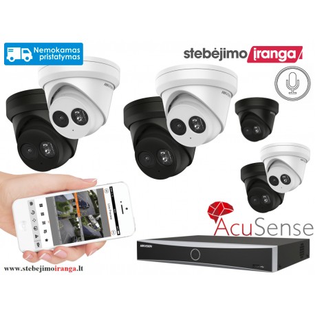 7 lauko/vidaus kamerų sistema 8MP (JUODOS arba BALTOS)