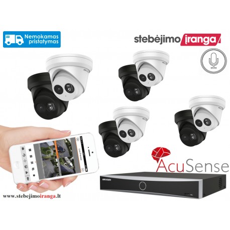 8 lauko/vidaus kamerų sistema 8MP (JUODOS arba BALTOS)